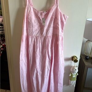 Jcrew Factory Eyelet MIDI Dress in Pearl Pink
